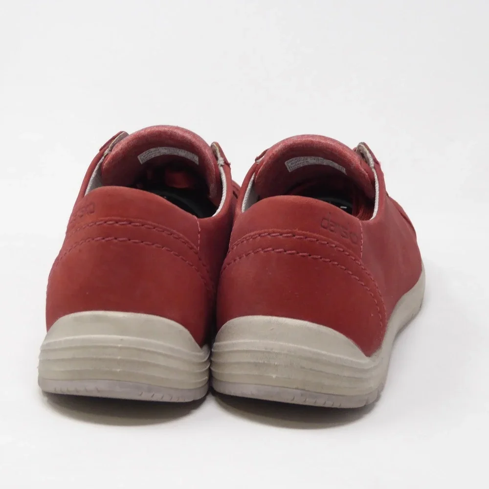 Dansko Leela Womens Sneakers Shoes Red Leather Lace Up Comfort 38 / 7.5